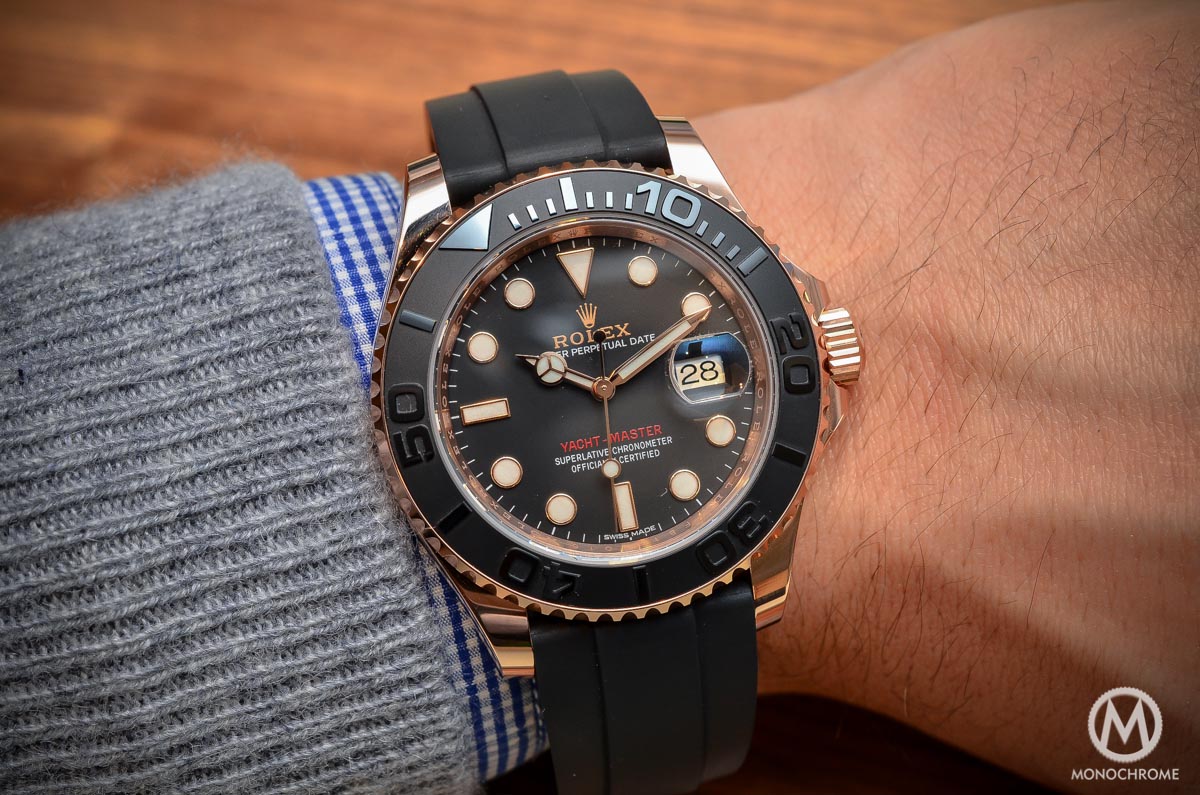 rolex yacht master on rubber