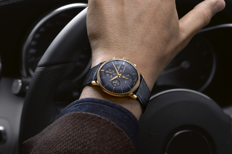Junghans Meister Chronoscope PVD Gold case and Blue dial