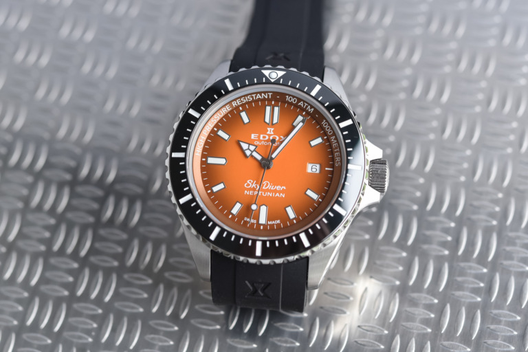Edox SkyDiver Neptunian Orange Dial Deep Dive Watch